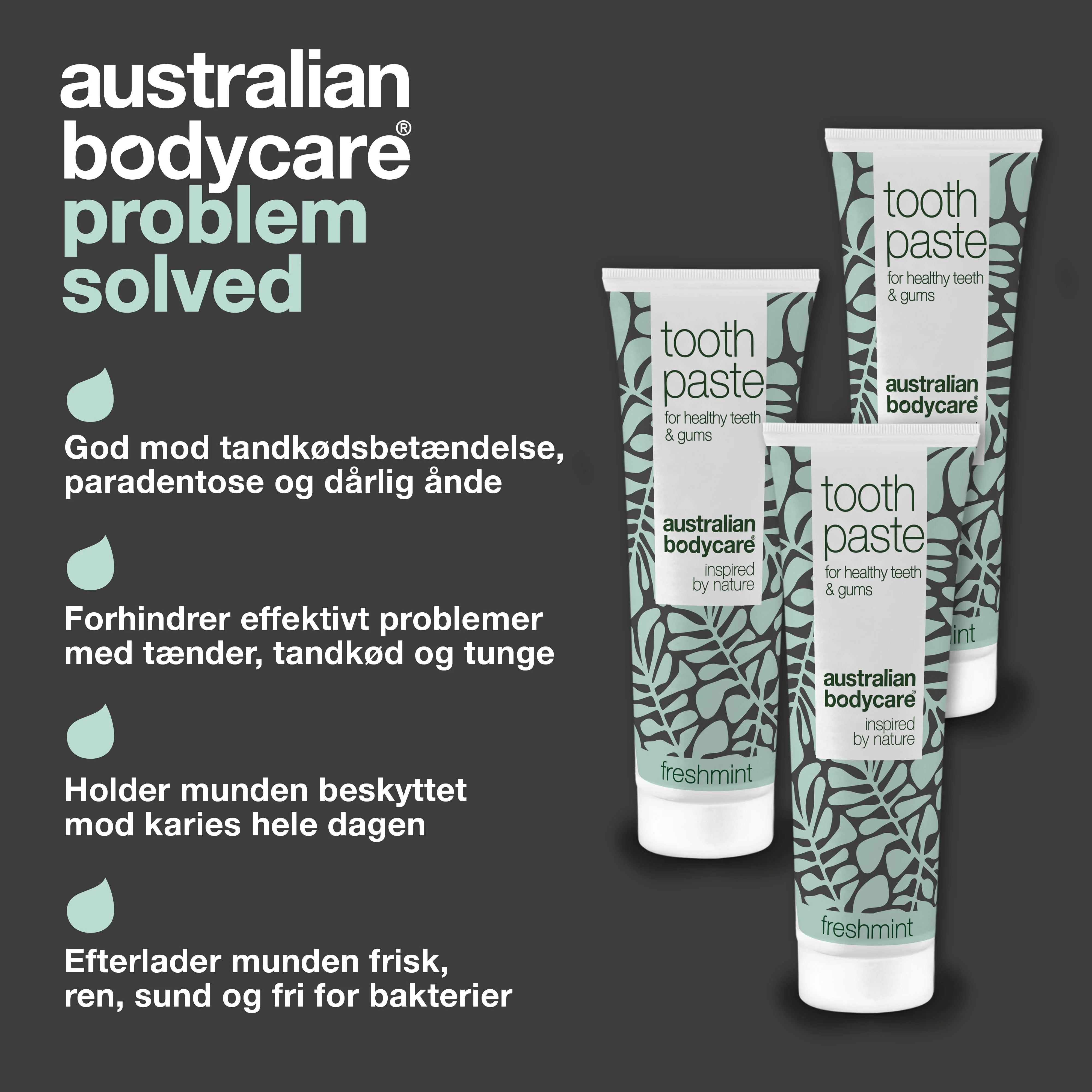 3 stk. Tea Tree Oil Tandpasta Freshmint — Til daglig pleje ved paradentose, svamp og tandkødsbetændelse - Image 3