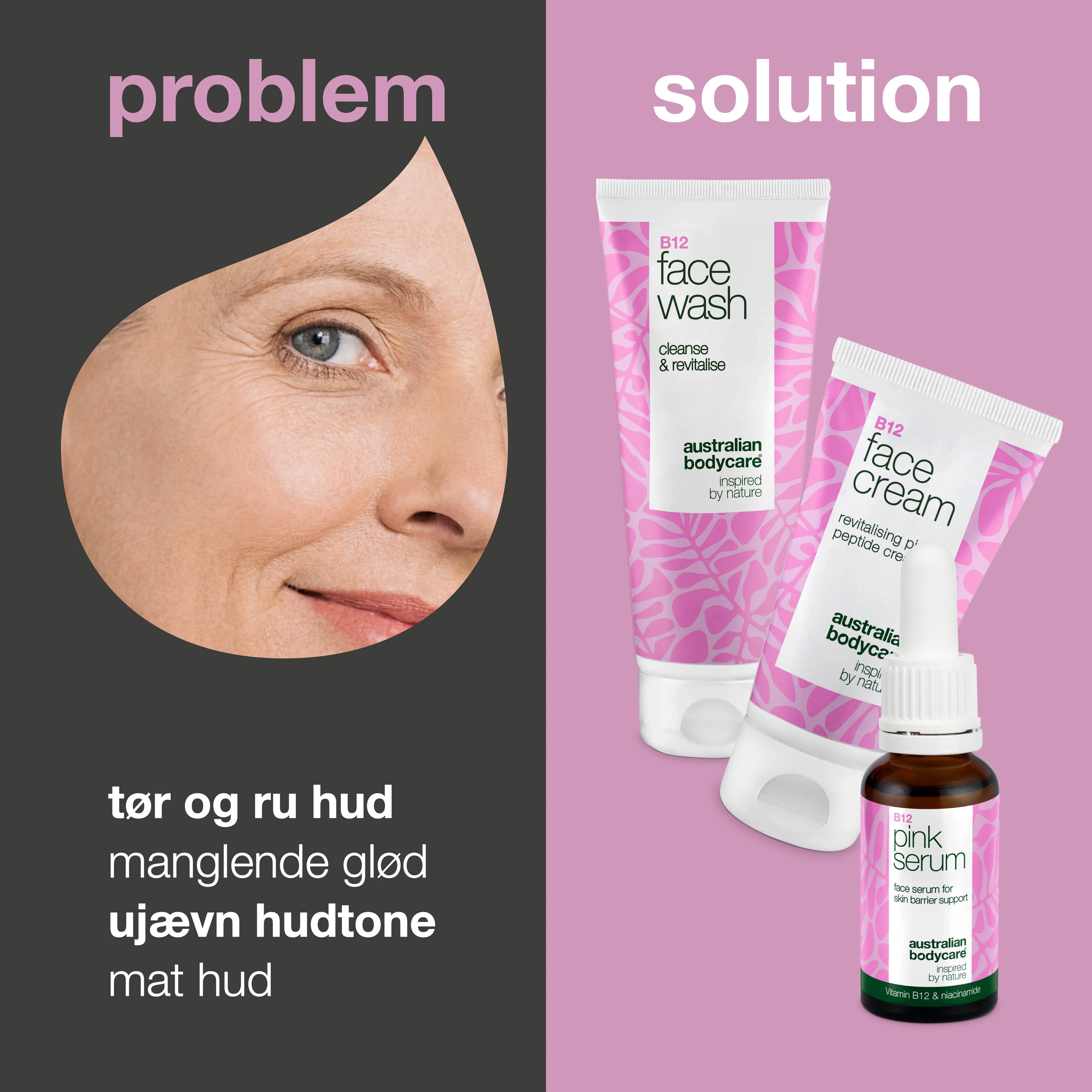 Hudplejesæt med B12 – Ansigtsrens, Serum og Ansigtscreme — Hudplejesæt med B12 for glat og sund hud. Indeholder rens, serum og creme til daglig fugt og pleje. - Image 2
