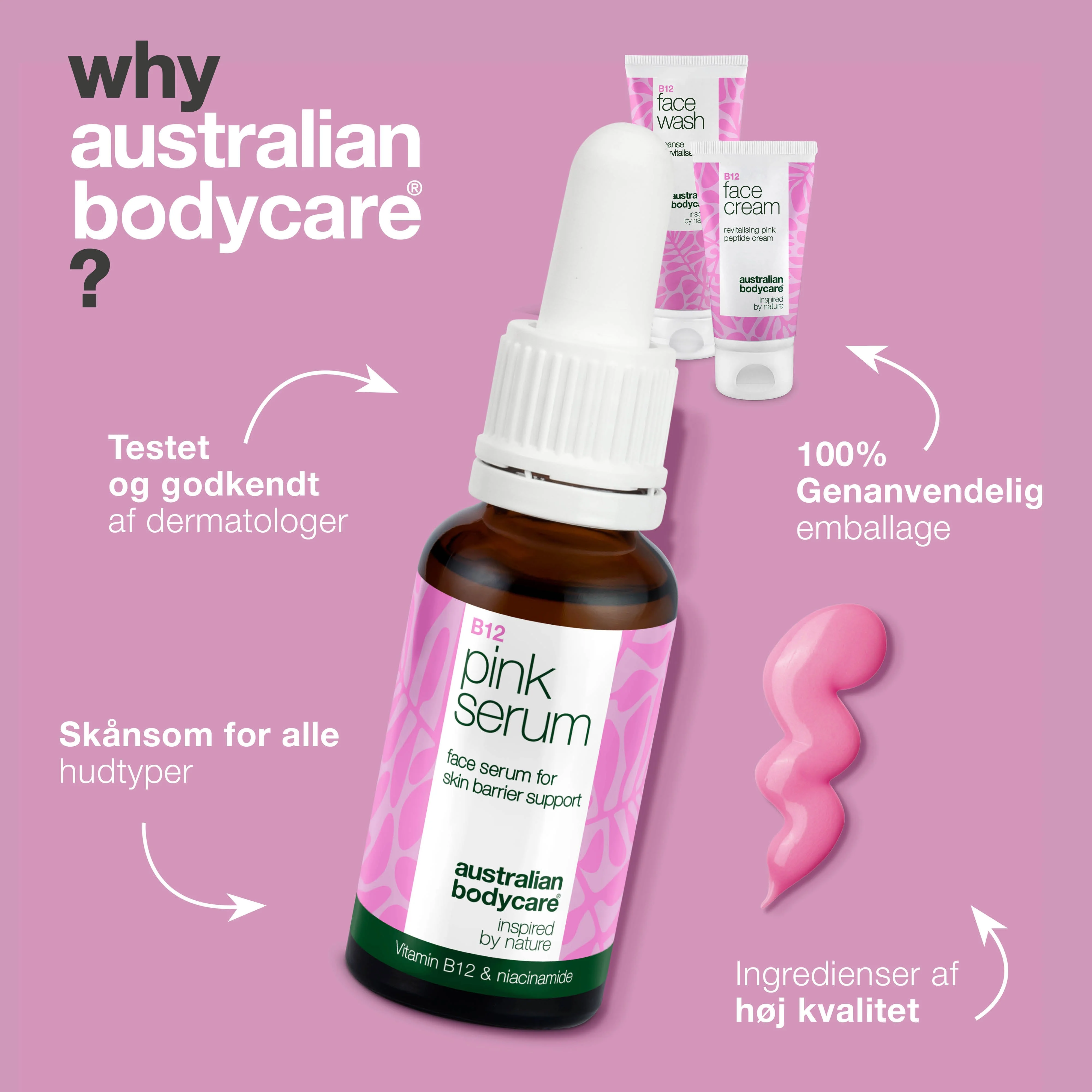 Hudplejesæt med B12 – Ansigtsrens, Serum og Ansigtscreme — Hudplejesæt med B12 for glat og sund hud. Indeholder rens, serum og creme til daglig fugt og pleje. - Image 4