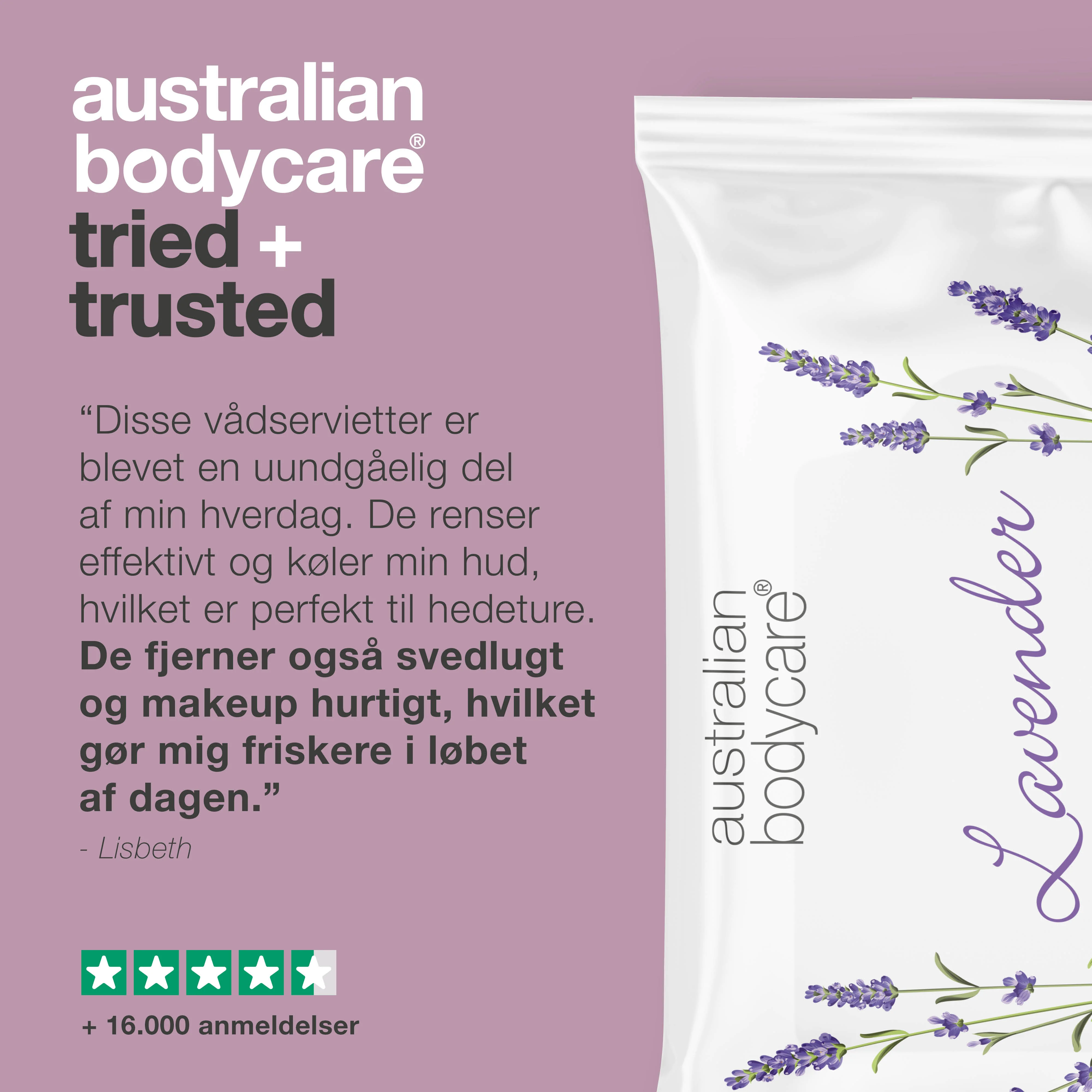 Vådservietter med Lavendel & Tea Tree Oil 24 stk. — Til rens og fugtpleje af ansigt og krop - Image 5