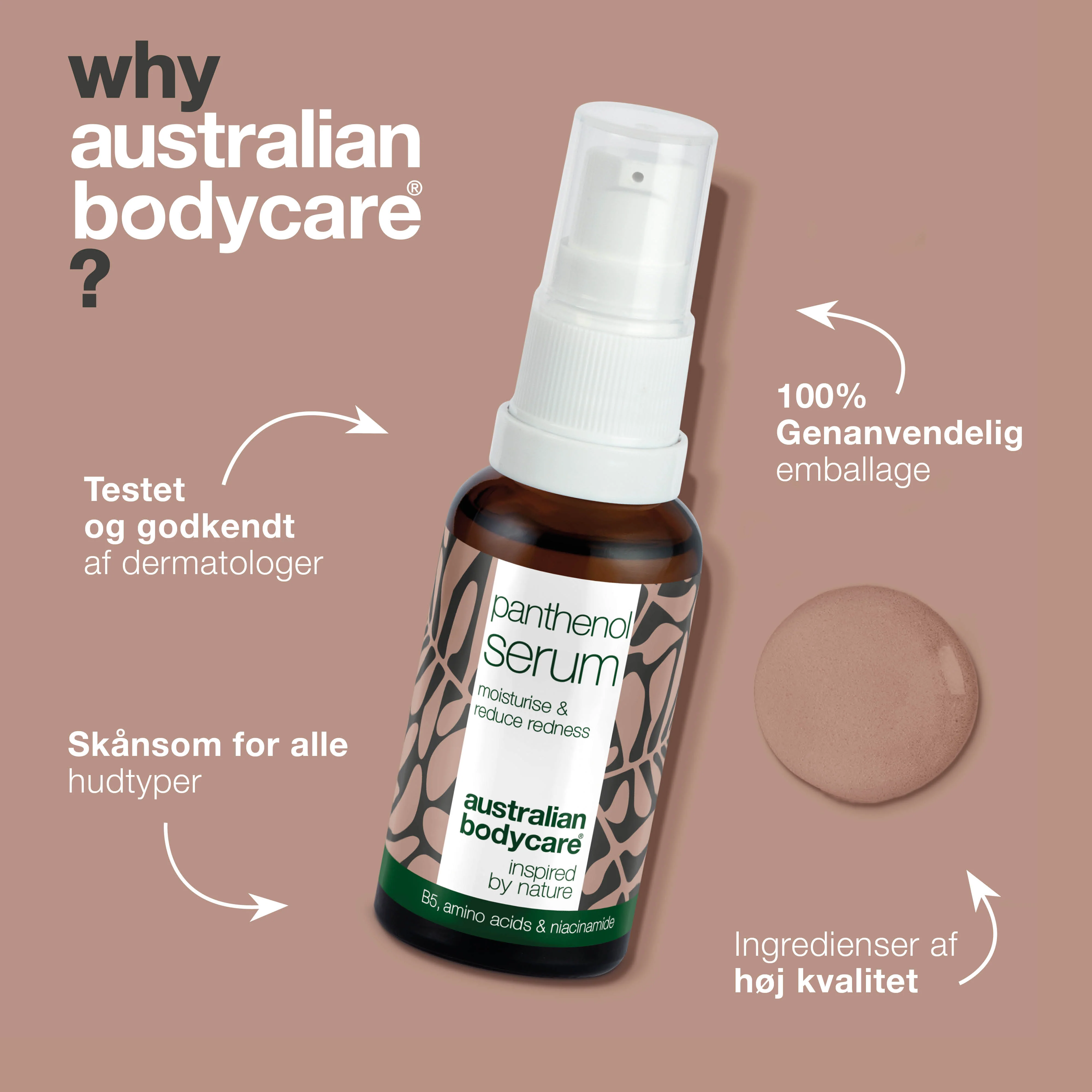 Panthenol Serum – Pleje mod rødme, rosacea & tør hud — Panthenol Serum fugter og beroliger rødme, rosacea & tør hud. Styrker hudbarrieren og reducerer irritation. Perfekt til sensitiv hud. - Image 4