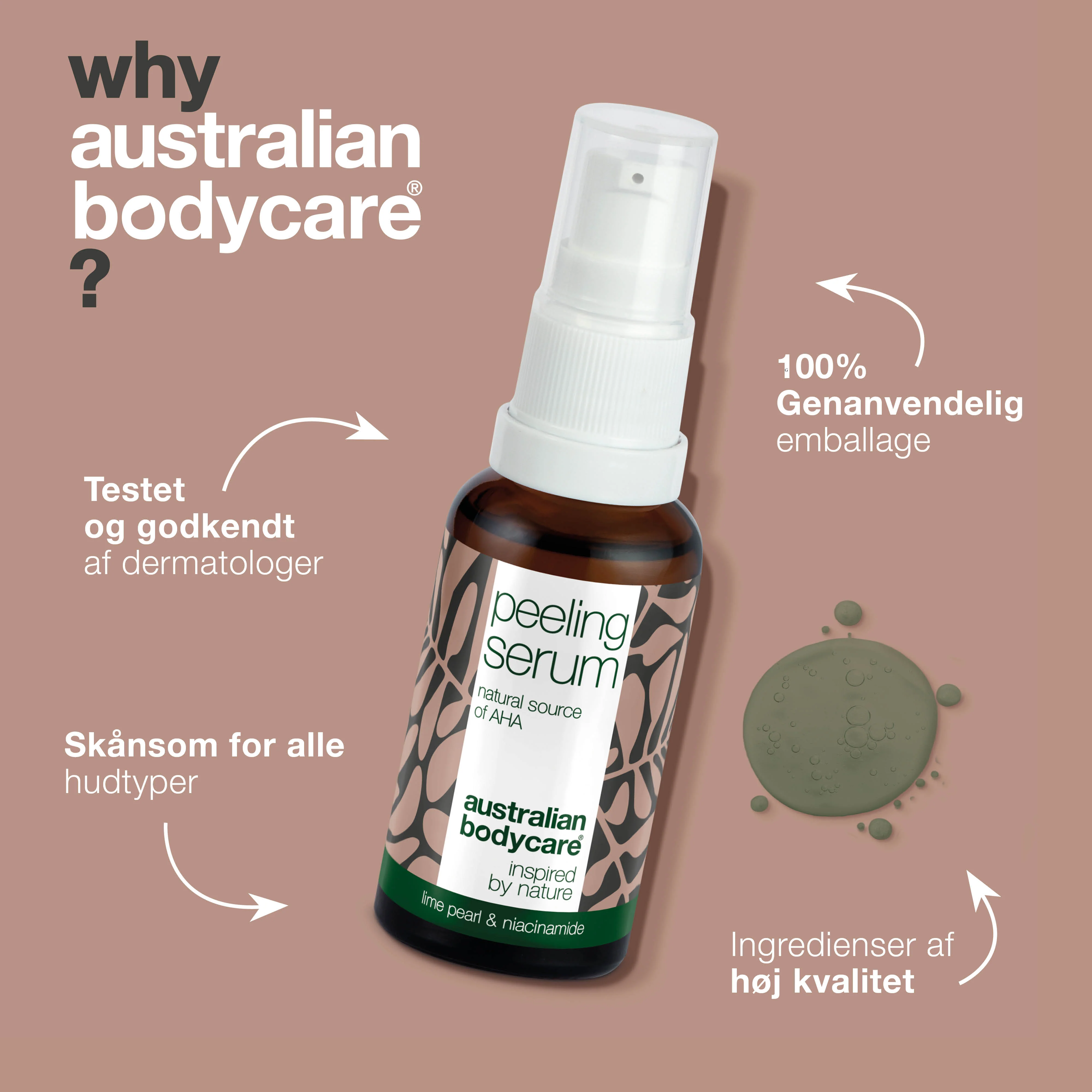 AHA Peeling Serum – Eksfoliering for glattere og friskere hud — AHA Peeling Serum fjerner døde hudceller, udjævner hudens tekstur og giver en sund glød. Med Lime Pearl, Niacinamid og Allantoin. - Image 4