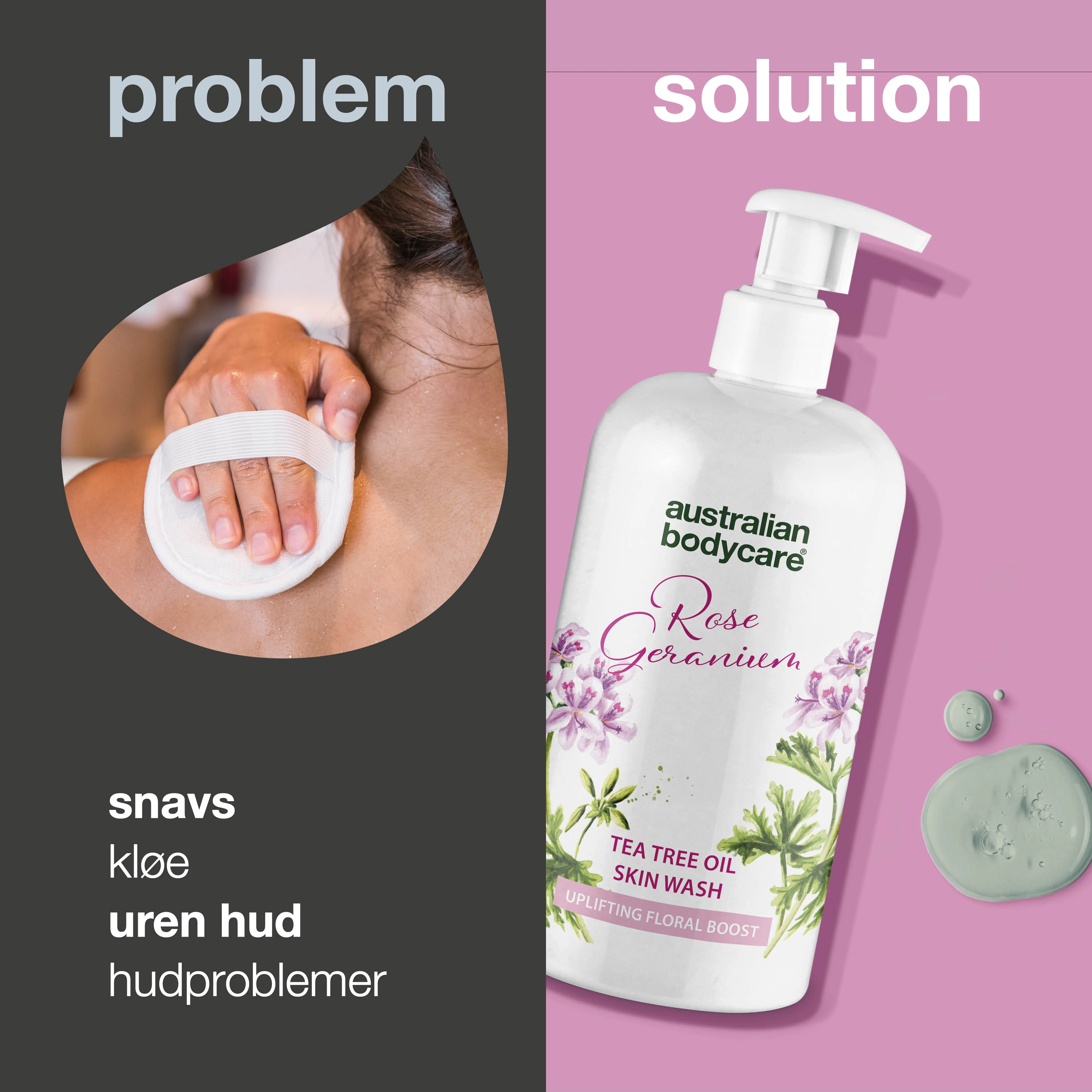 Professionel Rose Skin Wash — Dybderensende professionel showergel med Tea Tree Oil og Rose Geranium - Image 2