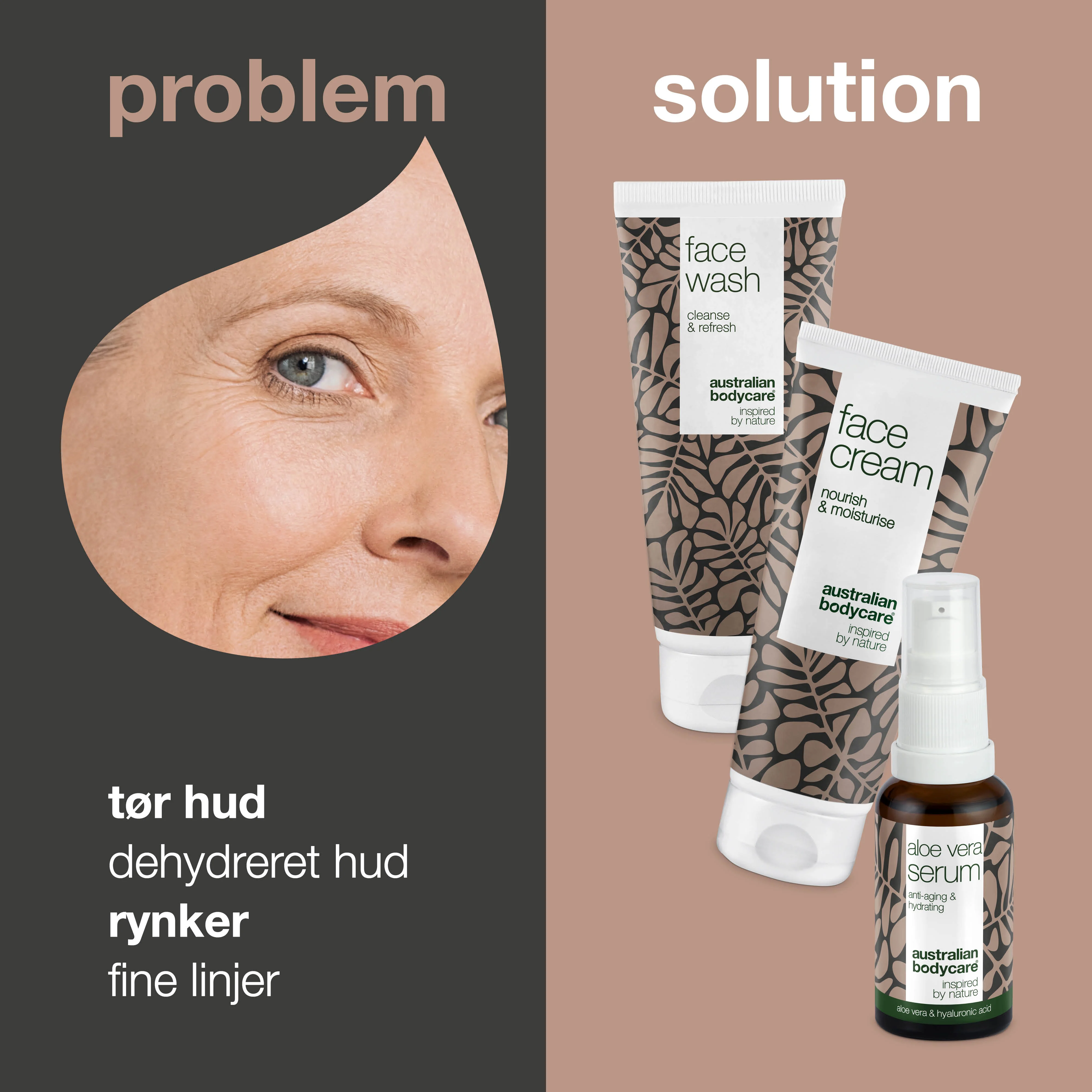 Sæt til rynker og dehydreret hud — 3 Anti Age produkter til tør hud: ansigtsrens, Aloe Vera Serum og creme - Image 2