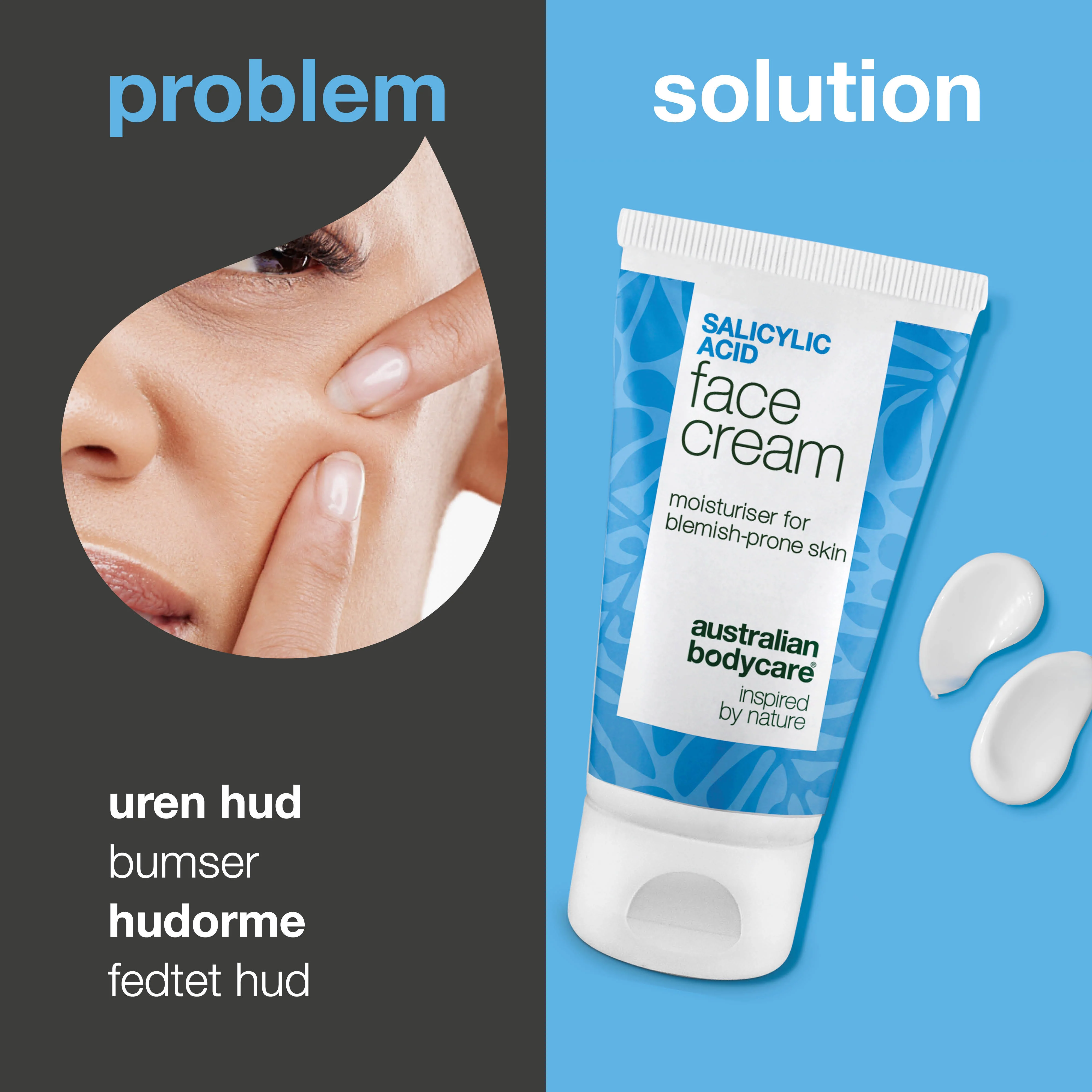 Ansigtscreme med salicylsyre mod bumser og hudorme — Let & ikke-fedtende fugtighedscreme med salicylsyre til uren og fedtet hud – renser porer, reducerer talg og giver klar hud. - Image 2