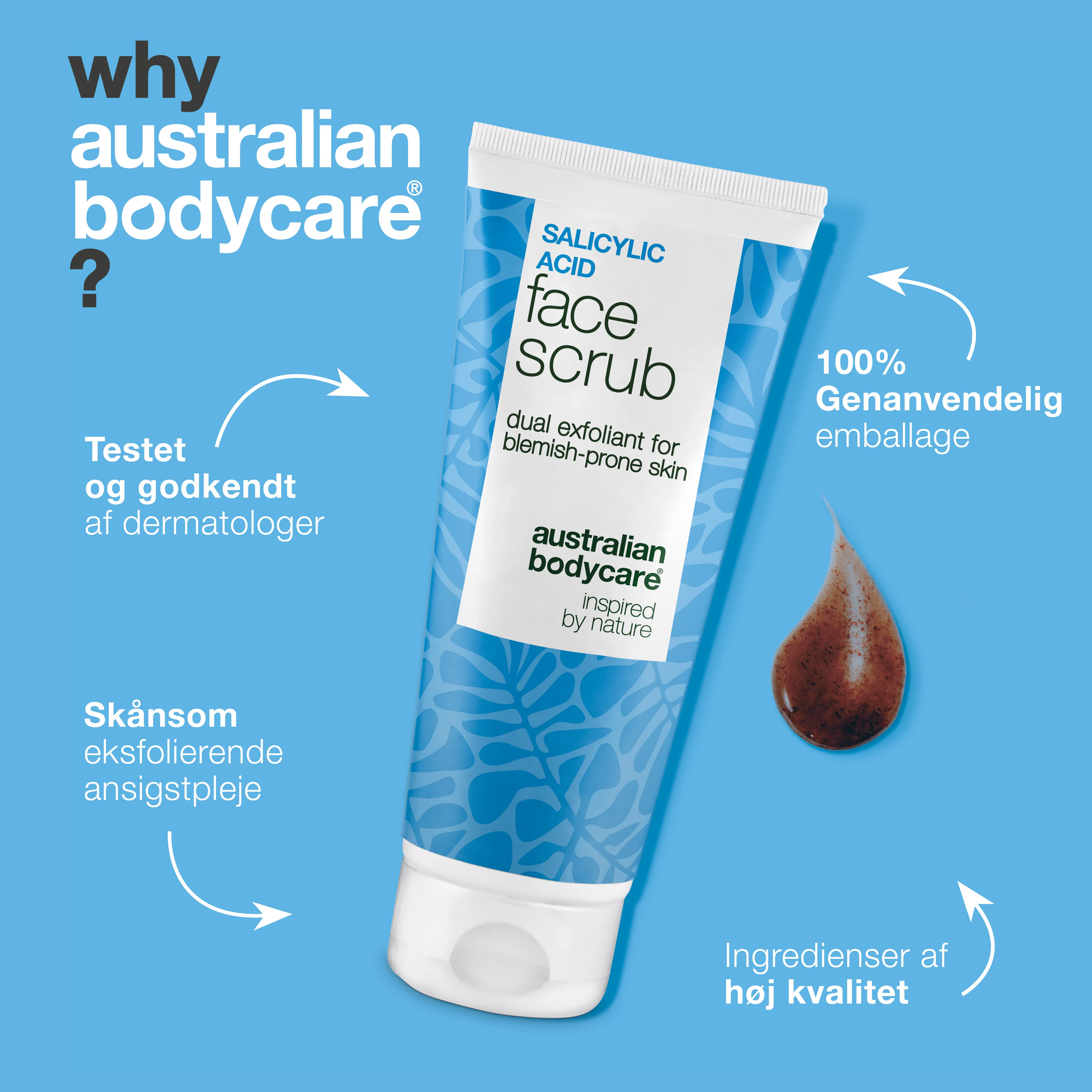 Salicylsyre ansigtsscrub mod uren hud og bumser — Ansigtsscrub mod uren og fedtet hud, blackheads og bumser. Fjerner døde hudceller og overskydende olie. Med effektiv salicylsyre og succinsyre. - Image 4