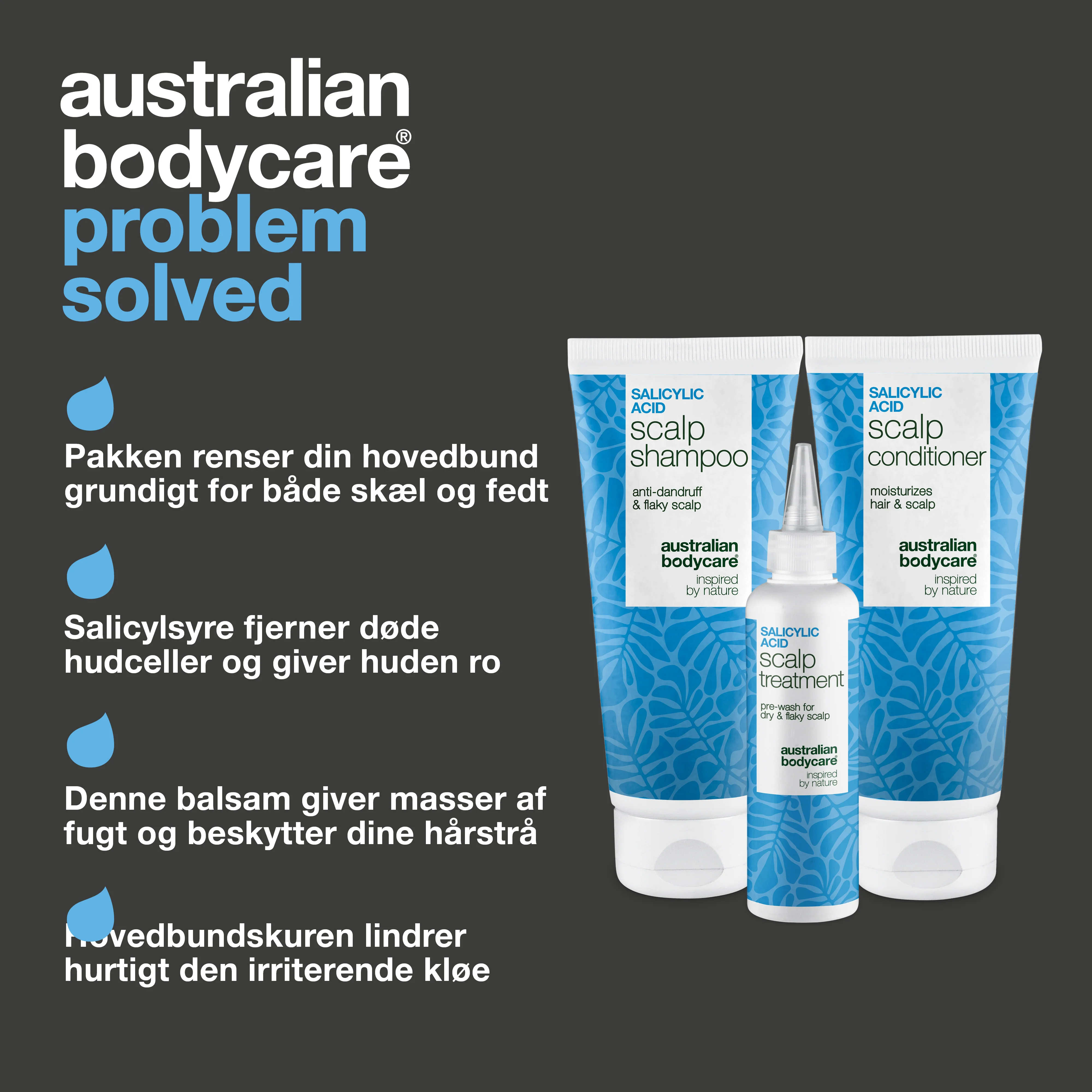 Pakke mod tør og kløende hovedbund med salicylsyre — Shampoo, balsam og kur mod kløende hovedbund. 3-trins rutine med salicylsyre, der fjerner skæl og lindrer irritation effektivt og naturligt. - Image 3