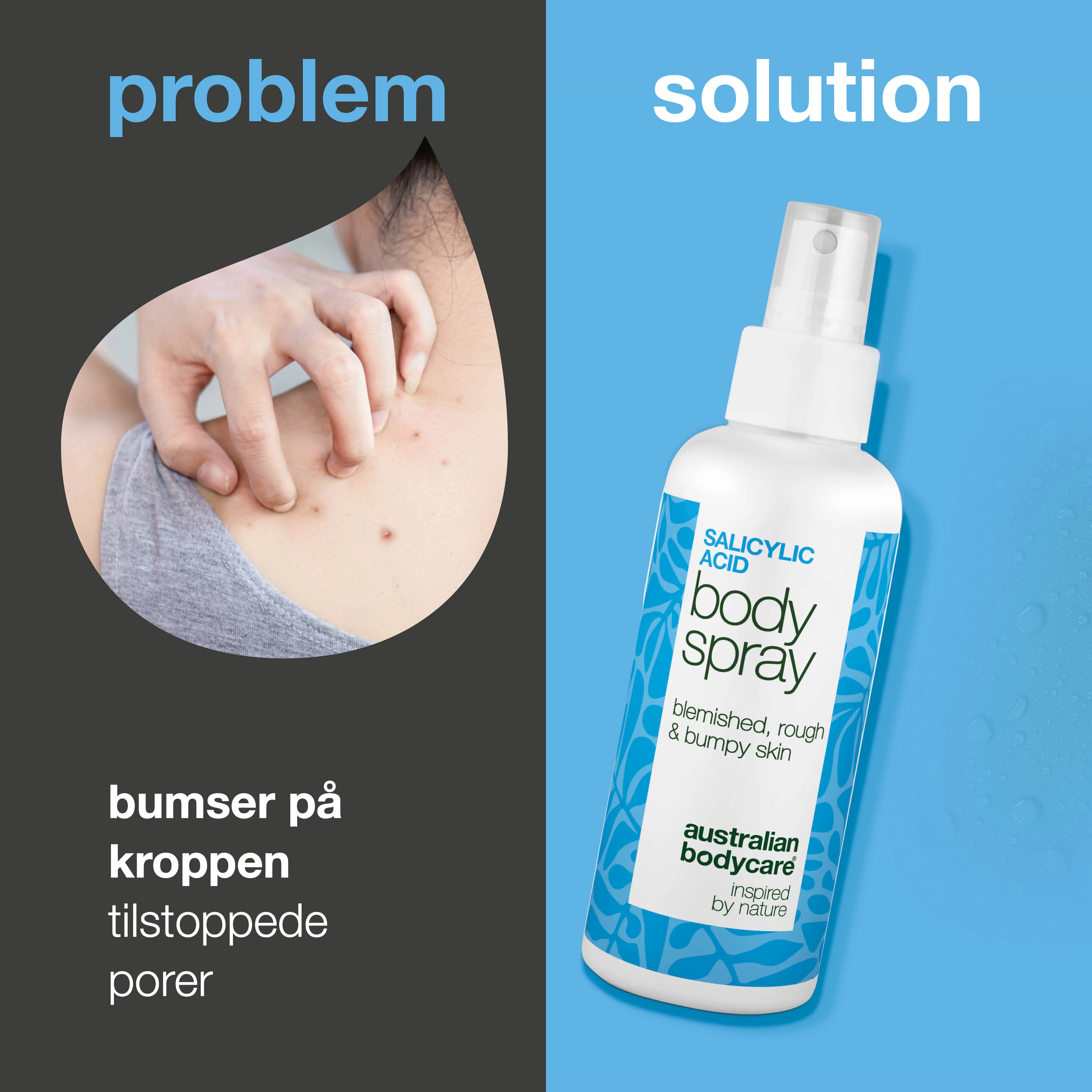 Salicylsyre spray mod bumser og uren hud på kroppen — Salicylsyre spray mod bumser og uren hud. Indeholder salicylsyre og glycolic acid, der renser porer og giver smuk hud. - Image 2