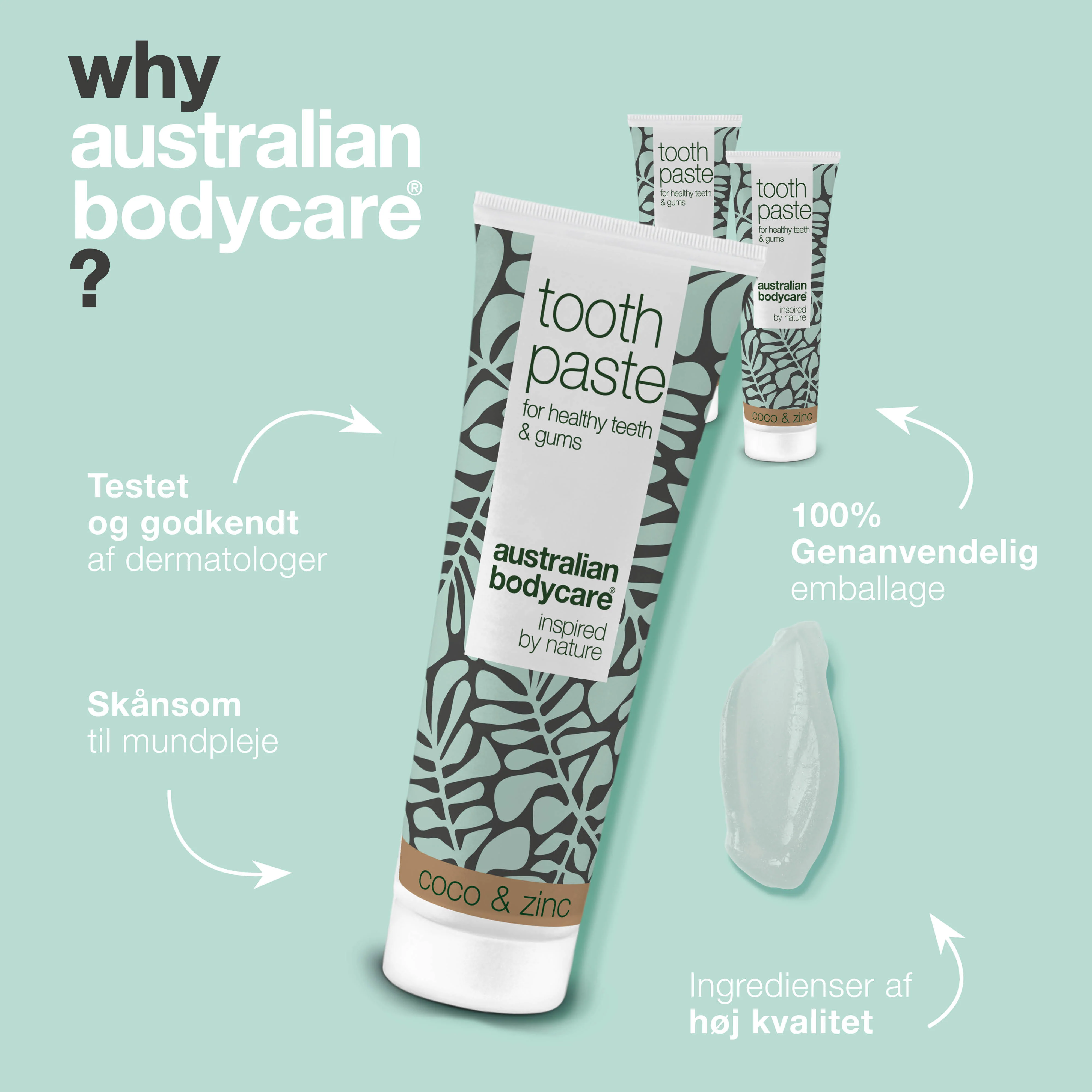 3 stk. Tea Tree Oil Tandpasta Kokos & Zink — Til daglig pleje ved paradentose, svamp og tandkødsbetændelse - Image 4