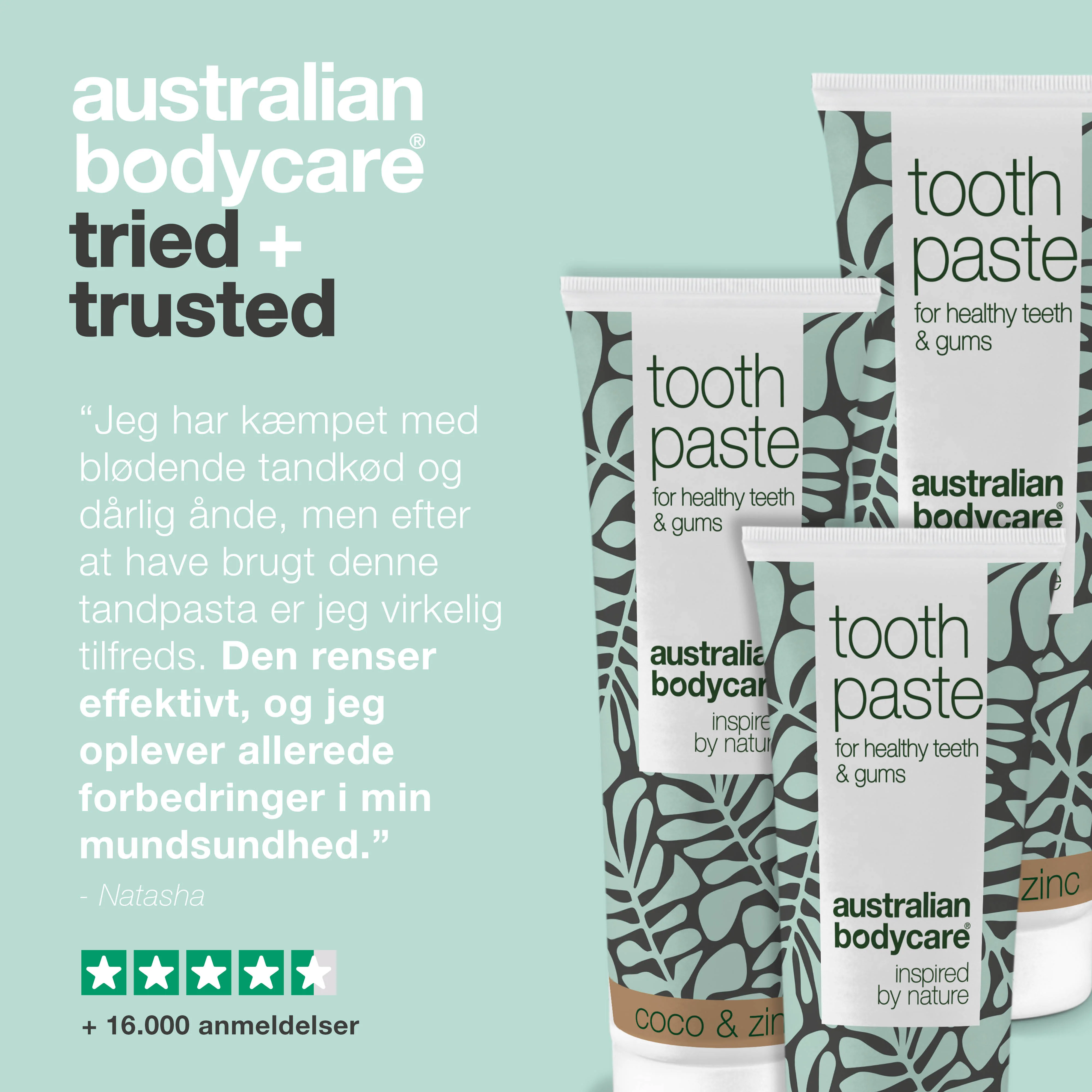 3 stk. Tea Tree Oil Tandpasta Kokos & Zink — Til daglig pleje ved paradentose, svamp og tandkødsbetændelse - Image 5