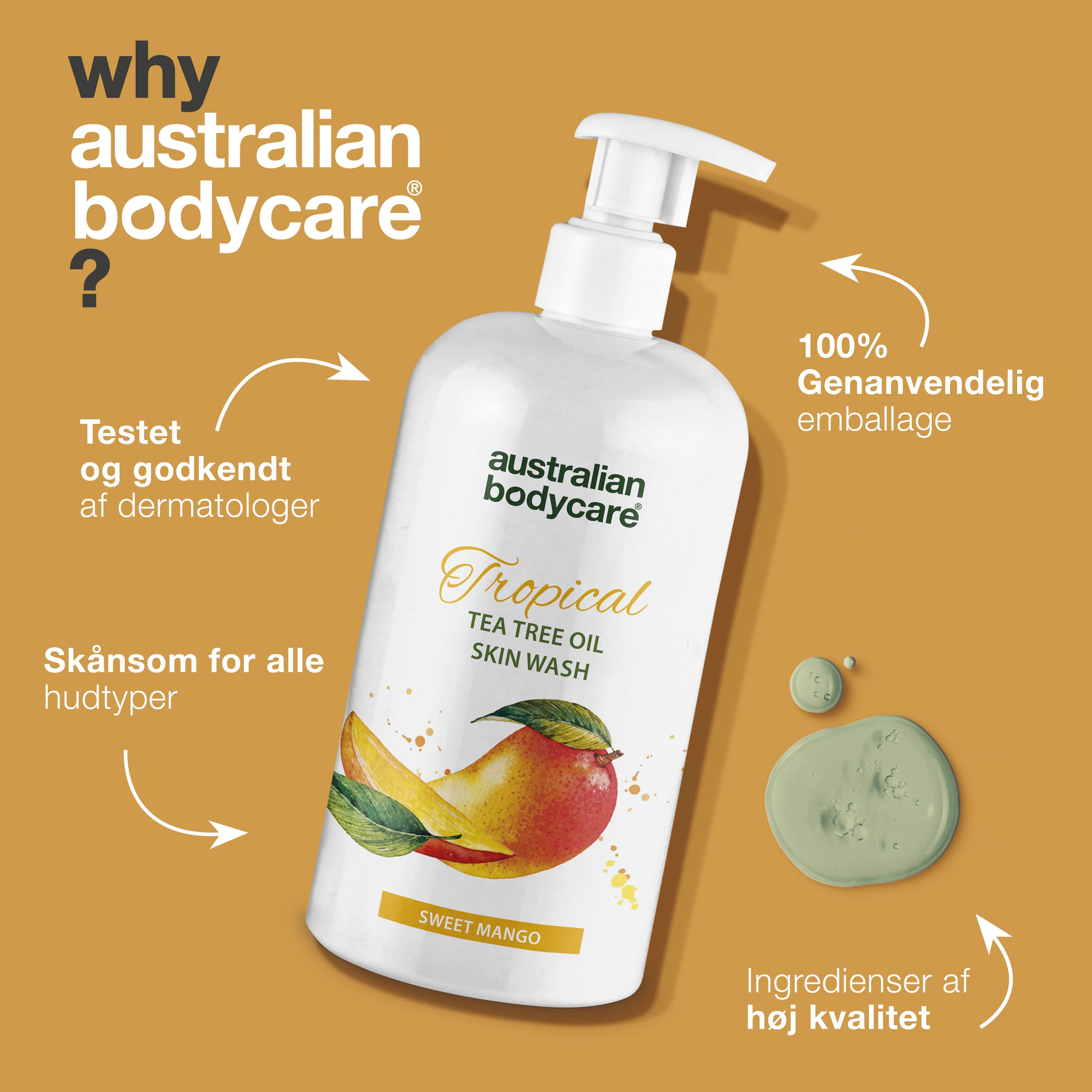 Professionel Tropical Skin Wash med mango — Body Wash med Tea Tree Oil og mango for ren og problemfri hud - Image 4