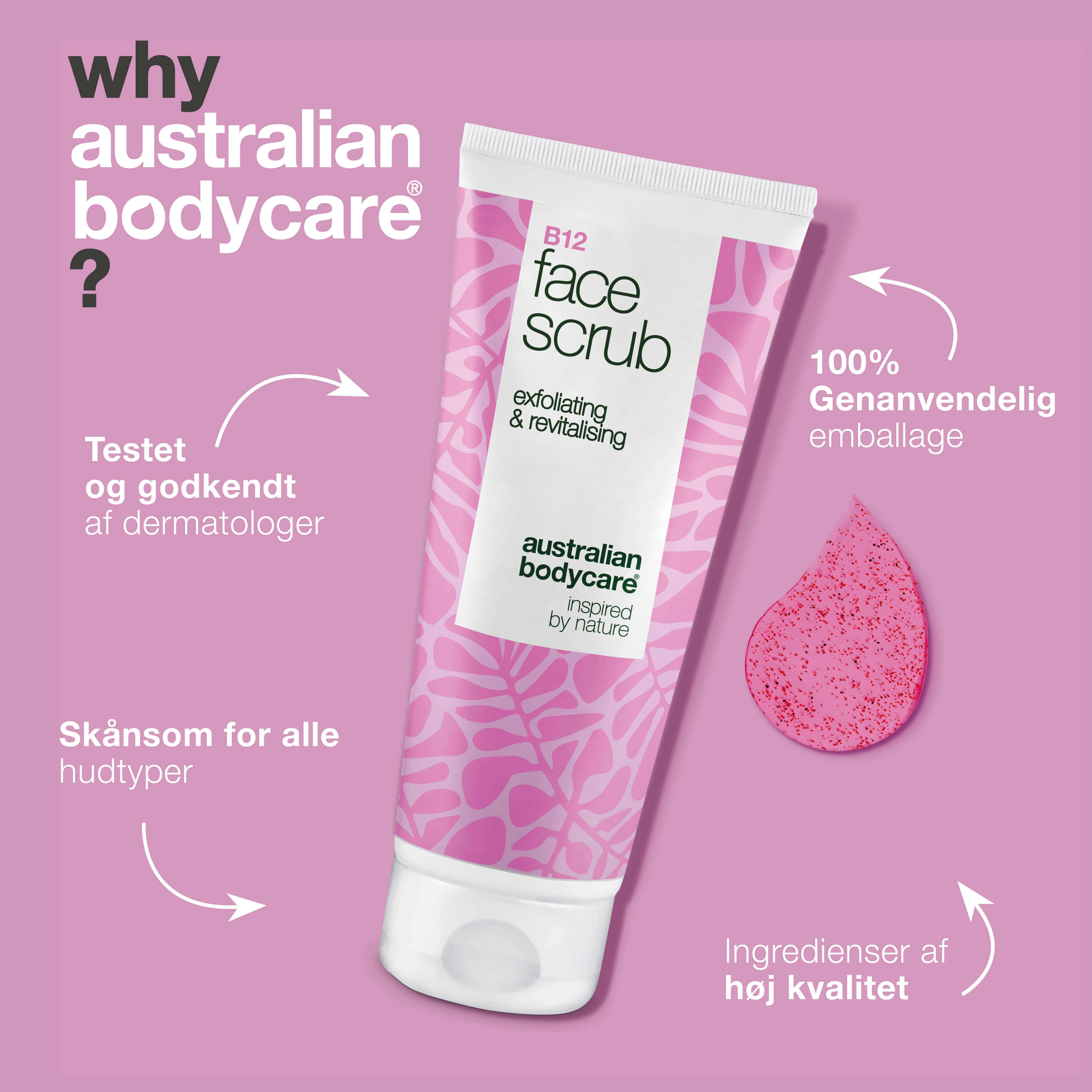 Face Scrub til mat hud – fjerner døde hudceller med B12 — Face Scrub til mat hud der mangler glød. Indeholder B12 vitamin, glykolsyre og abrikoskerner som eksfolierer og fornyer huden. - Image 4